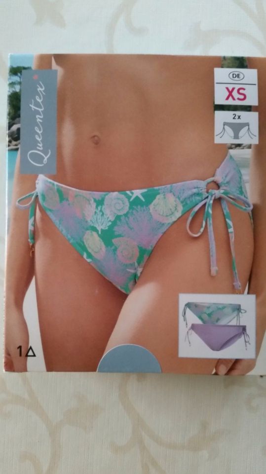 süße Bikini-Slips Unterteil Queentex XS mintfarben/ flieder NEU in Rendsburg