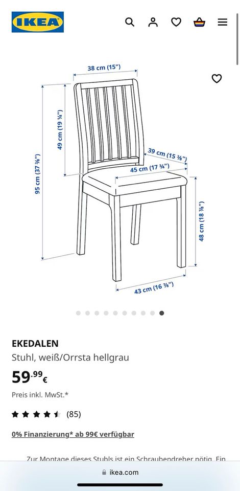 Tisch Stühle Ikea weiß/grau in Grömitz