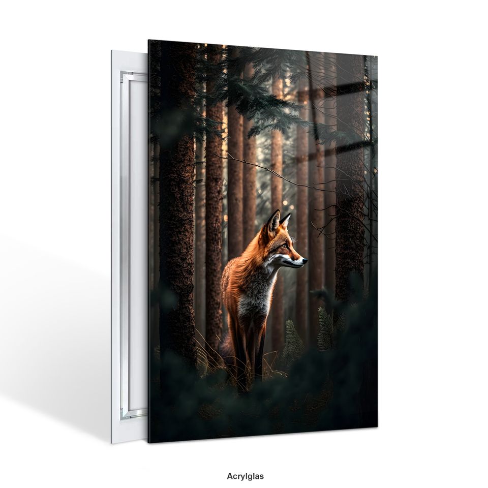 Fuchs im Wald Animal Tier Wandbild Acrylglas Poster Leinwand Deko in Stuttgart