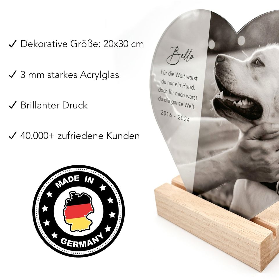 Andenken an verstorbenen Hund Herz Produktmuster zu Verschenken in Marsberg