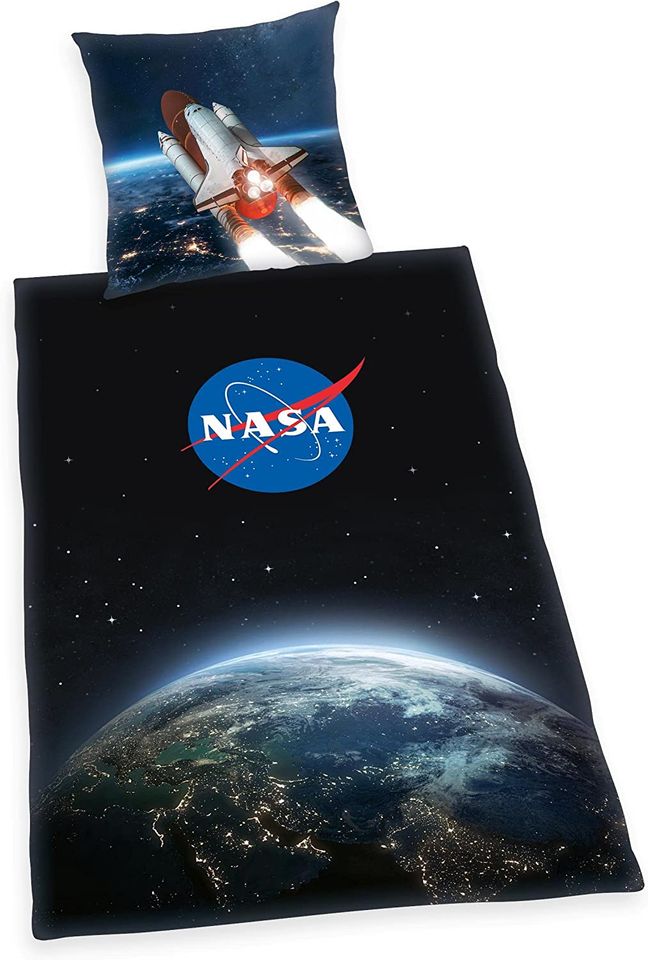 NASA Wende Bettwäsche Set 2tlg 135 x 200 cm 80 x 80 cm in Emmerich am Rhein