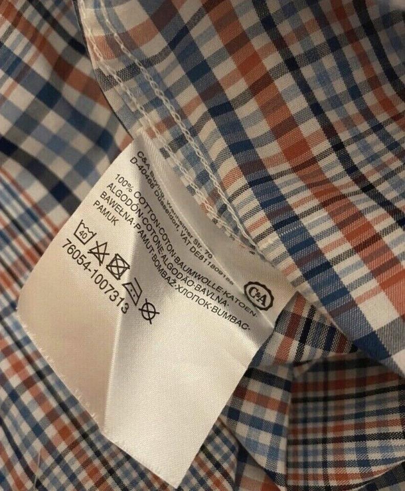 Kariertes Hemd kurzärmlig Herren Baumwolle / T-Shirt Mann / M in Neusäß