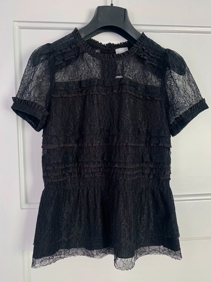 Schwarze Designer Bluse aus zarter Spitze von HOSS Intropia, S, in Düsseldorf