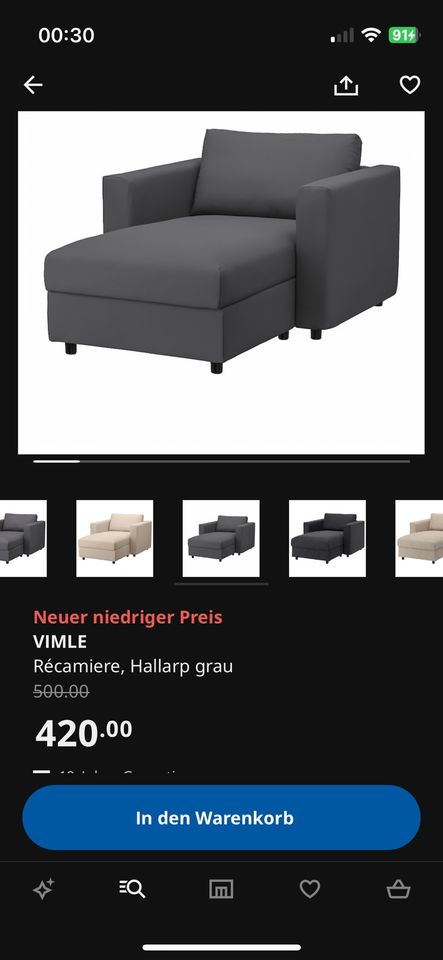 Ikea Sofa Teil Vimle Recamierenelement in Hedeper