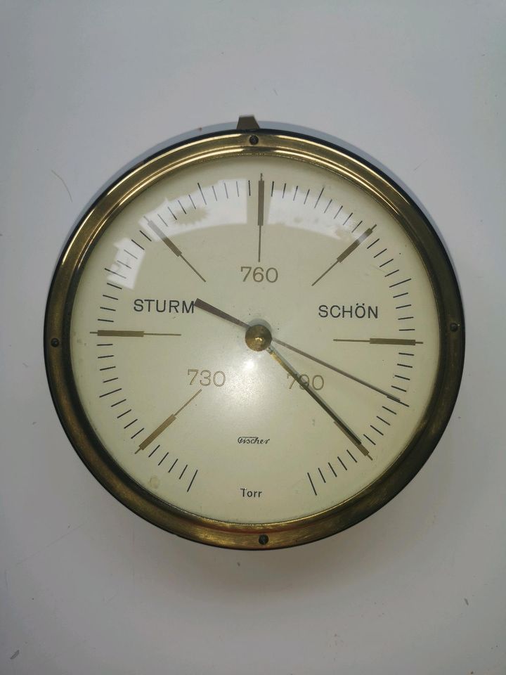 Alte  DDR Fischer Wetterstation Barometer Thermometer  60er Holz in Bomlitz