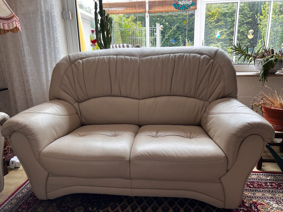 Ledersofa Couch Garnitur beige Leder Sofa 3/2/1 in Hannover