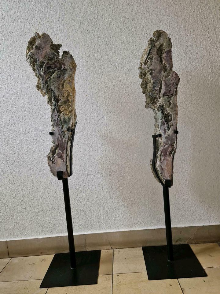Skulptur Paar Pink Amethyst Rohstein in Metall ( 26 kg ) 108 cm in Recklinghausen