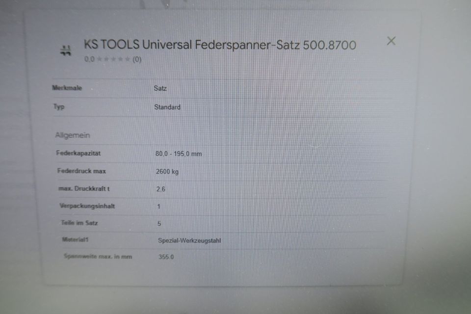 KS TOOLS Universal Federspanner 500.8700 für 90%aller Fzg. typen. in Kumhausen