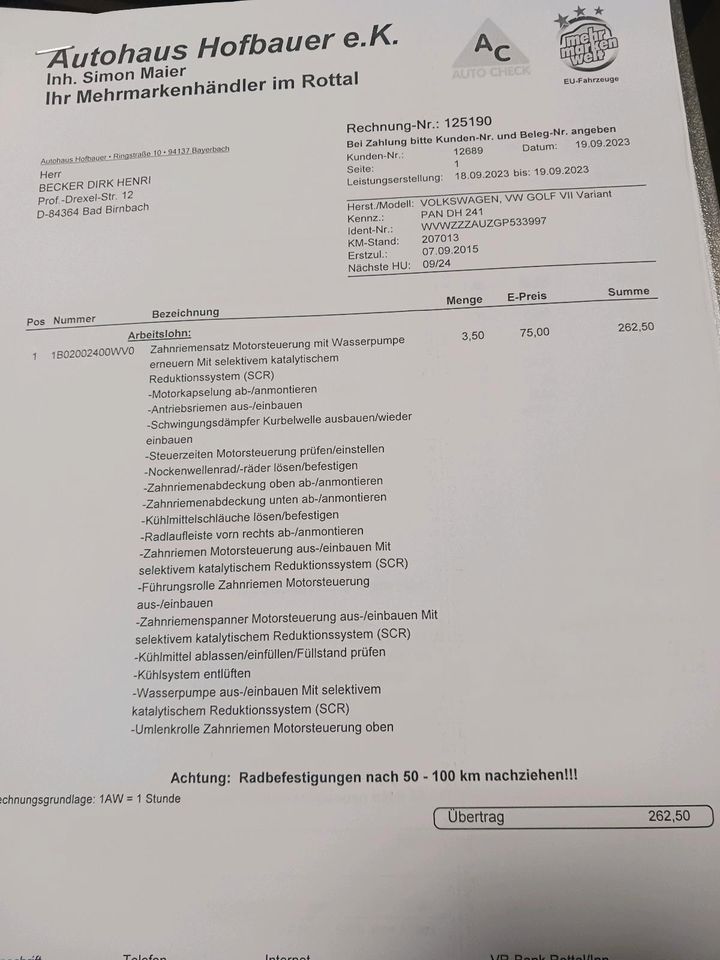 Golf 7 Variant 1,6 TDI im guten Zustand Zahnriemen+Inspektion neu in Bad Birnbach