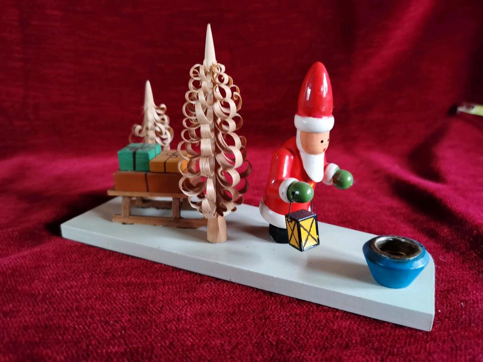 Kerzenhalter Weihnachtsmann Erzgebirgskunst - vintage in Reinfeld