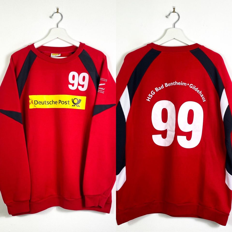 Vintage Deutsche Post Sweater Gr.M/L Rot Handball 90er 90s y2k in Gronau (Westfalen)