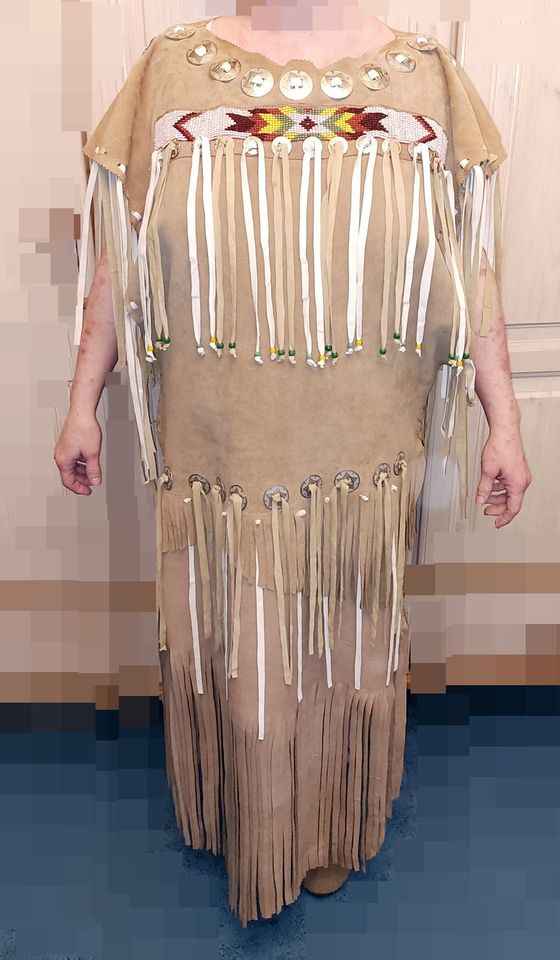 Indianer Lederkleid UNIKAT handgefertigt NEU Kleid hochwertig in Erfde