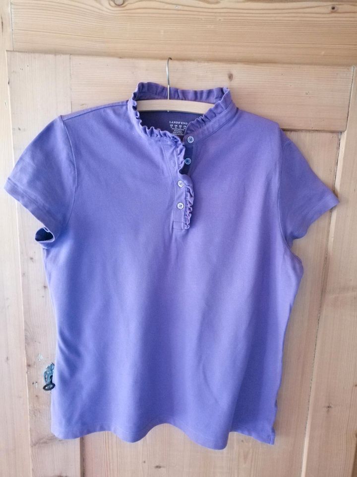 Polo Shirt mit Rüschen Stehkragen lila Landsend Gr. XL in Idar-Oberstein