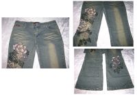 Jeans Gr. 38 in blau-gelb mit Blumen Druck Blüten Print, Hüfthose Schleswig-Holstein - Hoisdorf  Vorschau