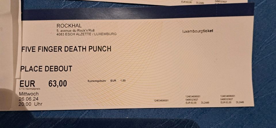 2x Tickets Five Finger Death Punch, 26.06.24 Rockhal, Luxemburg in Quierschied