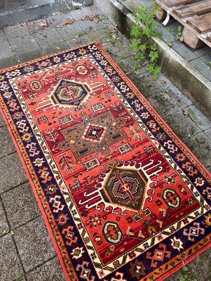 Vintage Teppich Läufer Wolle 70er Rot orange Orientteppich carpet in Köln