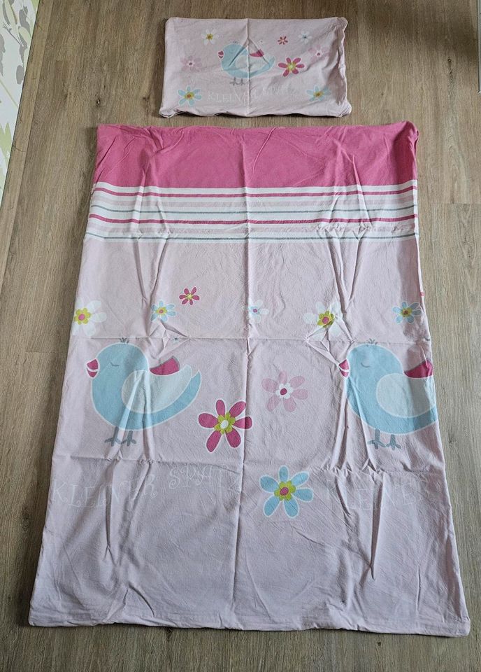 Kinderbutt Bettwäsche Gr 135x100 cm Vogel rosa * wie NEU * in Teistungen