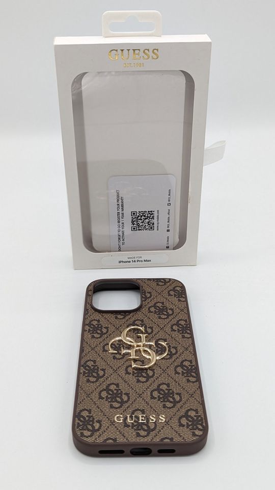 NEU GUESS Hülle für iPhone 14 Pro Max Hülle Braun, Goldene Logo in Oberkochen