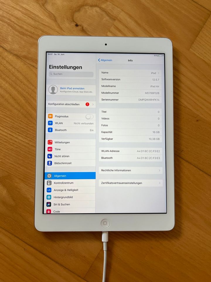 Apple iPad Air Wi-Fi 16GB Silber MD788FD/B iOS 12.5.7 in OVP in Frankfurt am Main