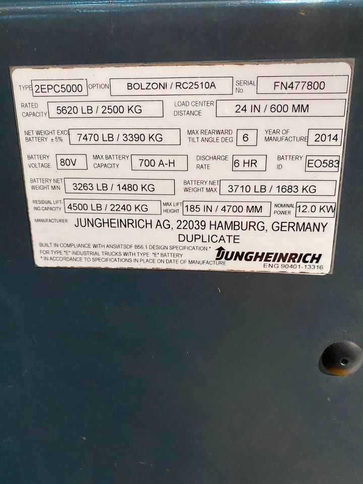 Jungheinrich 2EPC5000 4-rad Stapler in Südlohn