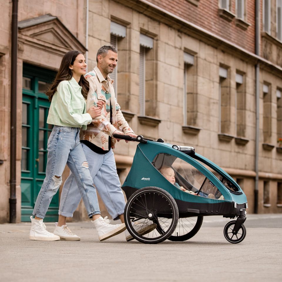 Hauck Dryk Duo - 2in1 Fahrradanhänger & Buggy - Grey - Bietet Platz für 2 Kinder (bis 44 kg) - Bike Trailer & City Buggy - NEU in Fulda