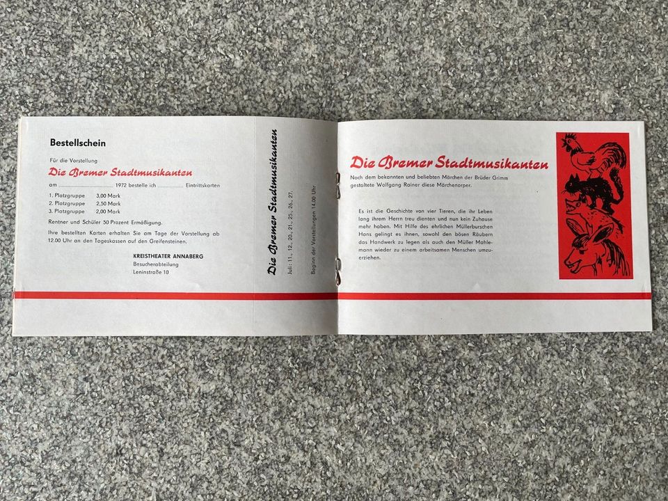 Bestellschein KREISTHEATER ANNABERG Programmheft 1972 DDR in Wengelsdorf