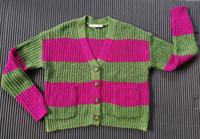 OUI Cardigan Strickjacke grün pink boxy fit 34 Streifen NP129€ Bayern - Goldbach Vorschau