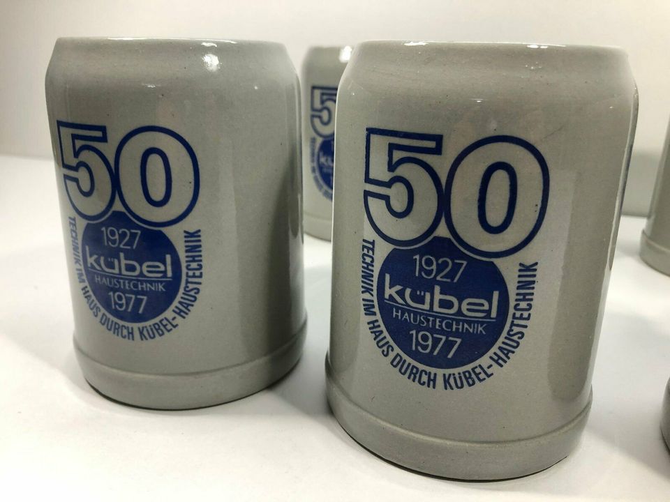 6x Bierkrug 50 Jahre Kübel Haustechnik Tonkrug Steingut Sammelkru in Dinslaken