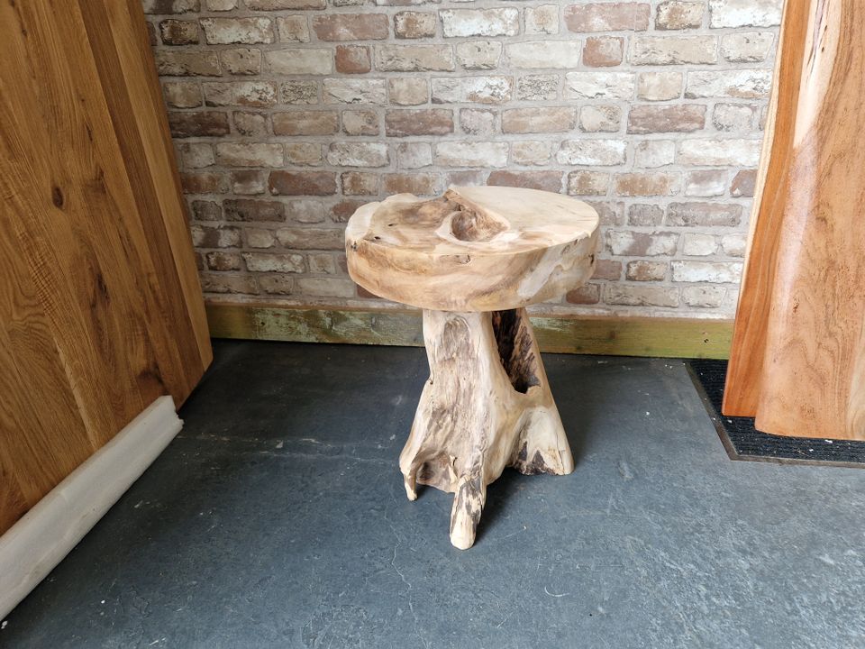 Hocker Baumstamm Teak Holz Wurzel Beistelltisch Unikat Tisch 5 in Bad Schwartau