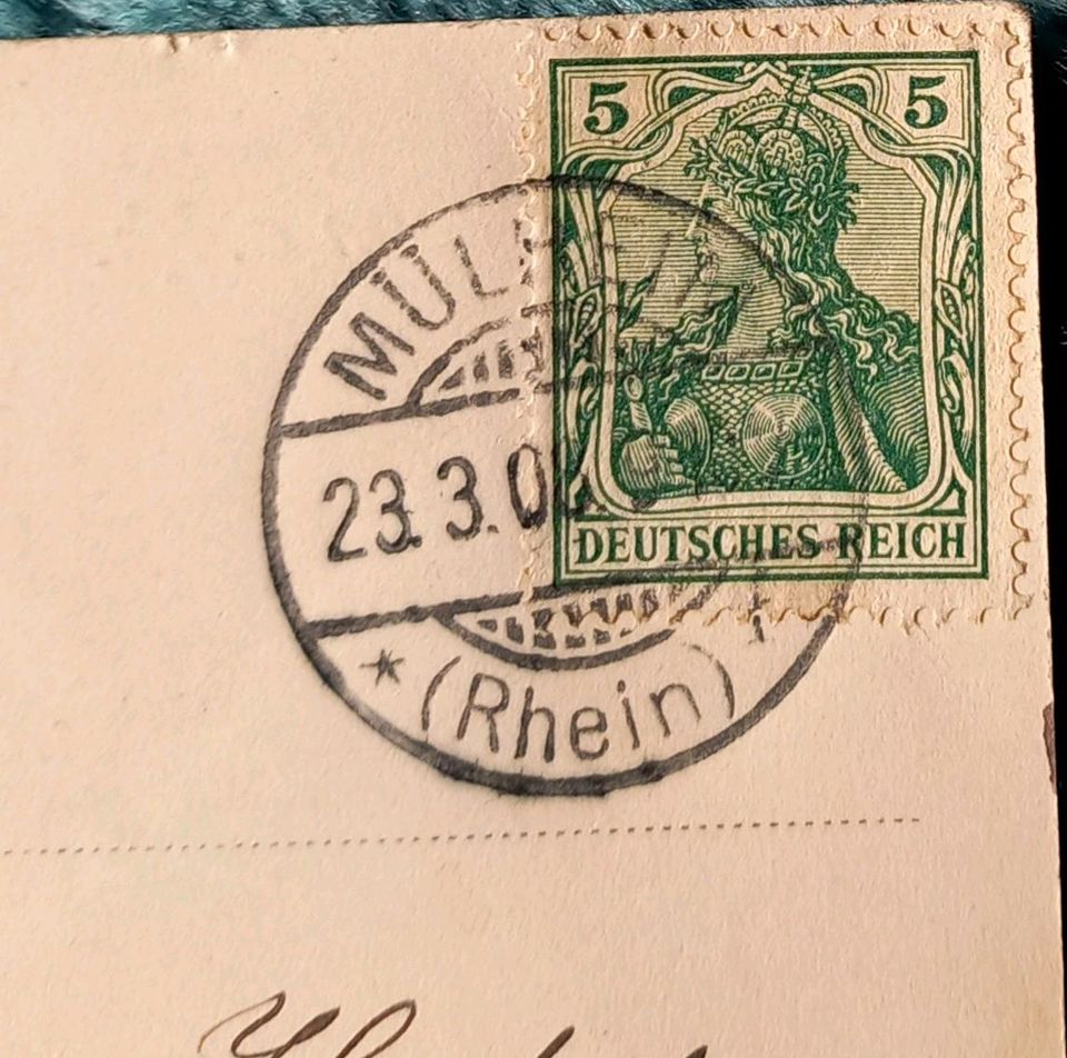 Postkarte, 1906,Mülheim am Rhein in Aken