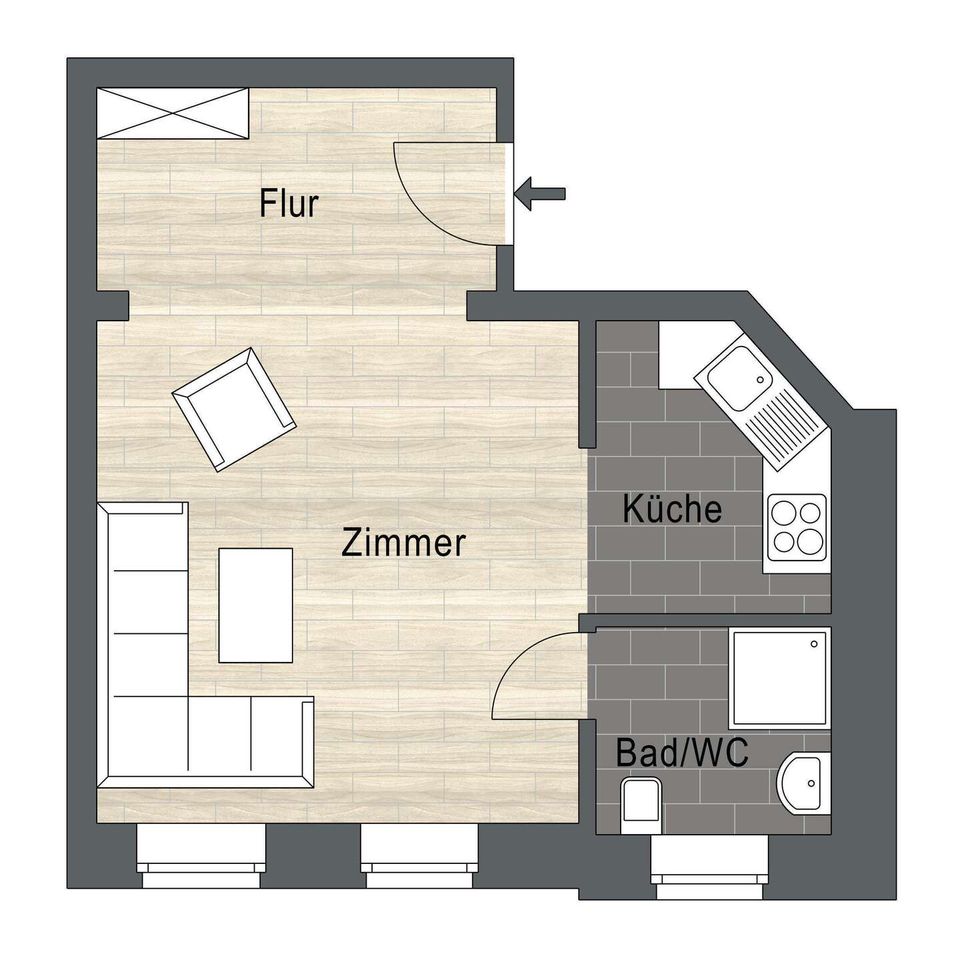 Top-Lage I Single-Apartment I saniert I Tageslichtbad mit Dusche I Einbauküche in Leipzig