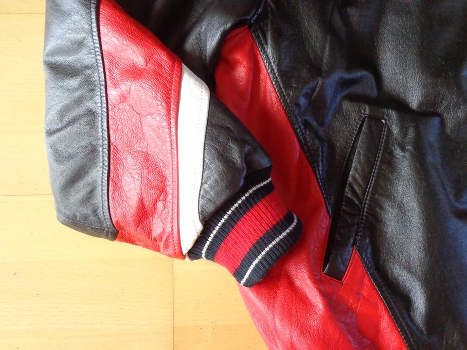 NHL Lederjacke XL-XXL dickes weiches Leder schwarz-rot wie NEU! in Düren