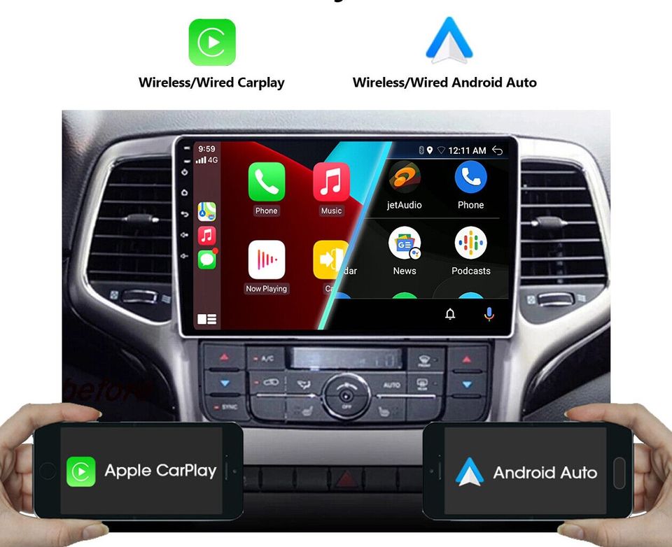 Für Jeep Grand Cherokee 2008-2013 Android 13 Autoradio 9" Touchscreen Bluetooth GPS Navi BT FM Carplay in Dortmund