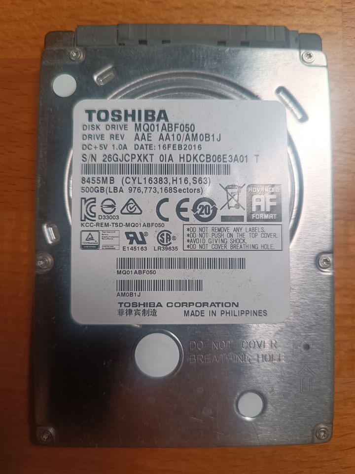 Toshiba 2,5 Zoll 500GB HDD Festplatte in Dortmund