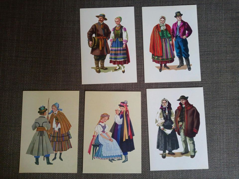 Retro Folklore Postkarten Polen *unbeschrieb* historische Paare in Dresden