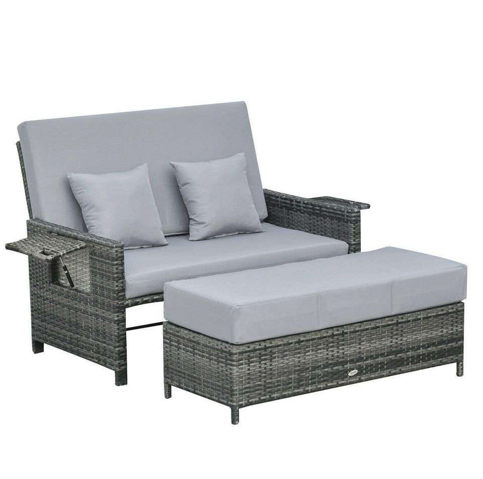 Polyrattan Lounge-Sofa Gartensofa Gartenliege 2-Sitzer mit Kissen in Bremen