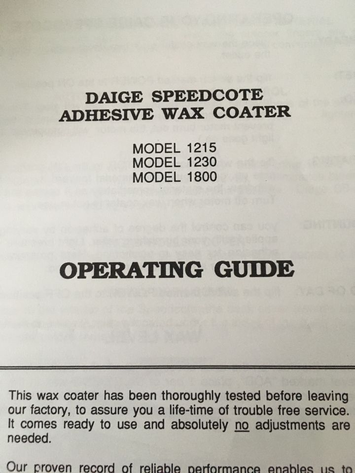 Daige Speedcote 1230 Adhesive Wax Coater in Köln