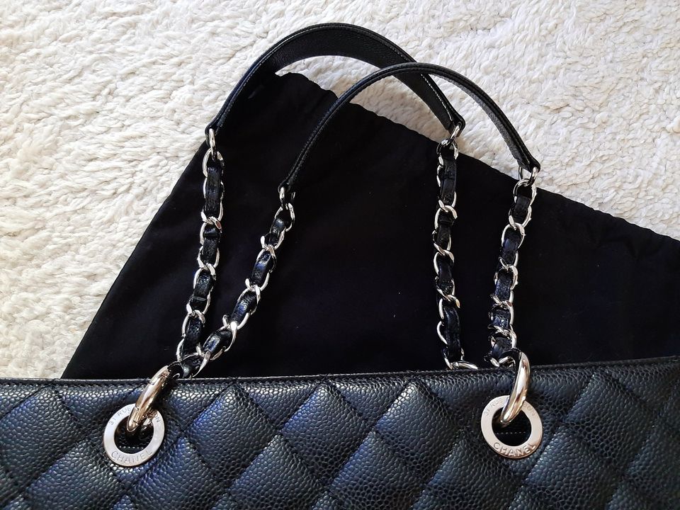 Chanel Caviar Grand Shopping Tote GST Black Gold Hardware – Coco Approved  Studio