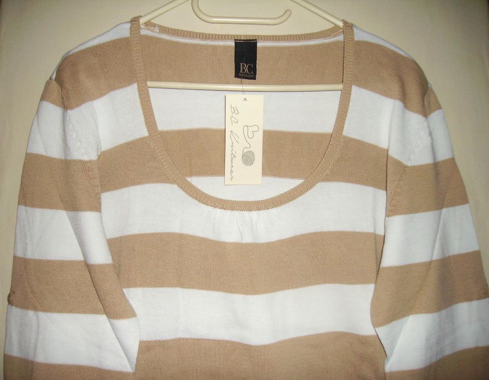 Pulli  "B.C. by Heine"  beige/weiss Feinstrick  Gr. 44 in Berlin