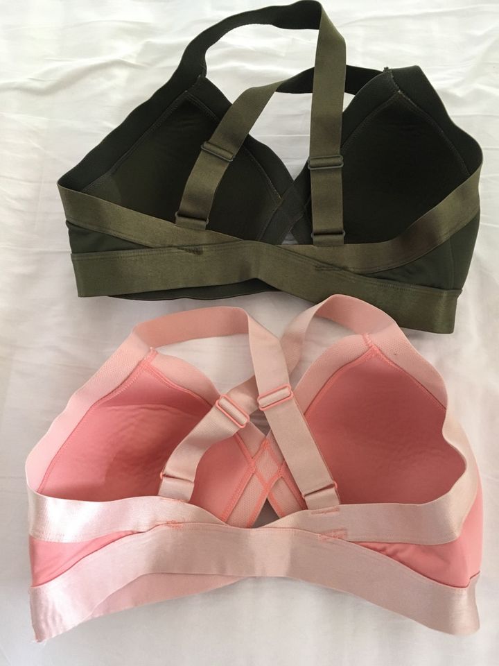 2 Sport BHs, Khaki/rosa, Größe 36/38 in Vettelschoß