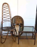 Designer Möbel Italien 60 Jahre Rattan Set Tisch Stuhl Spiegel München - Trudering-Riem Vorschau