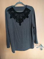 Langarmshirt Gr 48 grau schwarz bestickt SheIn Damen Bayern - Triefenstein Vorschau