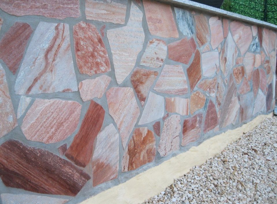 - Terrassenplatten Wandverblender Polygonal Quarzit Rio Rosa in Unna