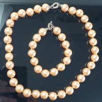 Apricot-Gold MK - Perlen Set / Armband + Kette ( 925 Silber ) Nordrhein-Westfalen - Recklinghausen Vorschau