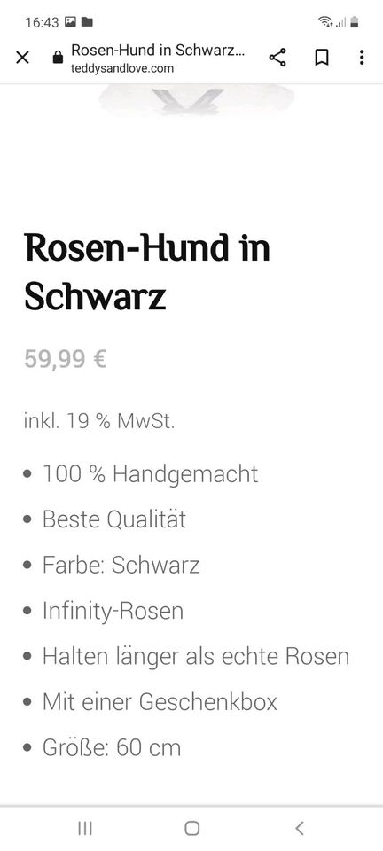 Rosenhund Gr.60cm Geschenk für Frauen in Heilbronn