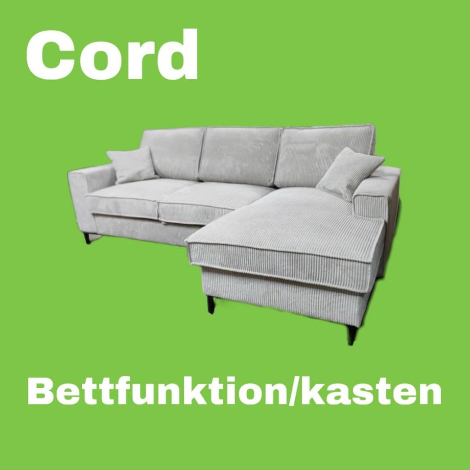 Ecksofa Sofa CORD 240/150 cm Bettfunktion/ kasten Neu SOFORT* TOP in Hamburg