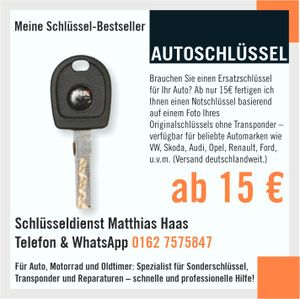 Audi Autoschlüssel nachmachen, ab 29,99€, 4.3-0460