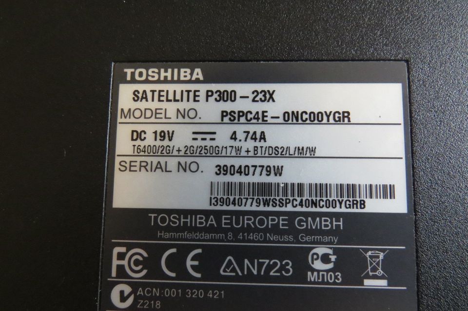 Notebook Toshiba Sattelite P300-23x in Reinheim