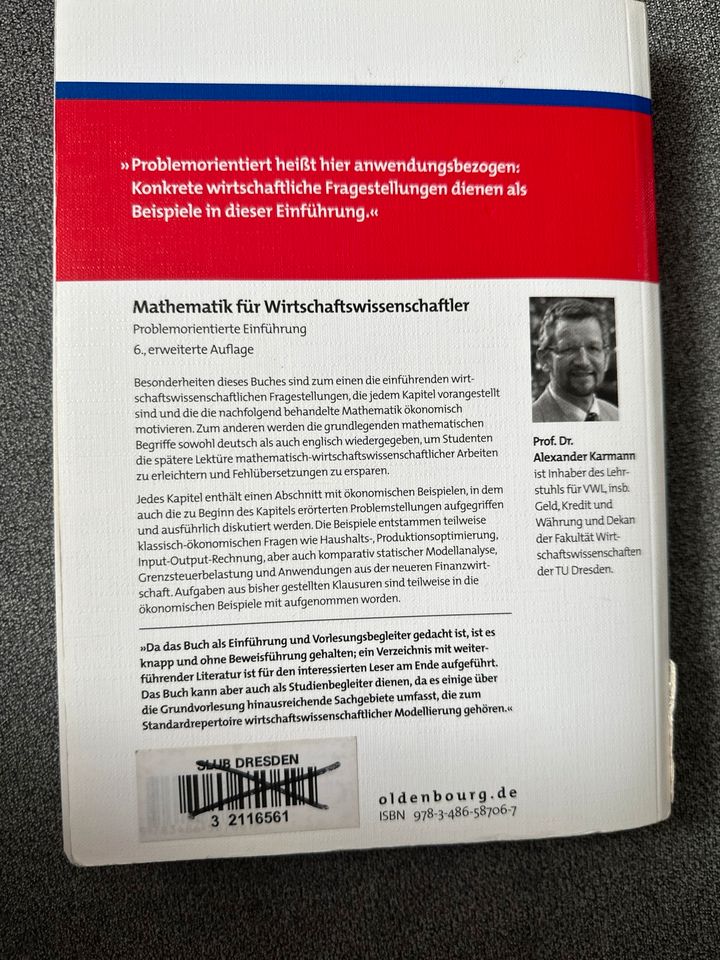 Mathematik für Wirtschaftswissenschaftler 6. Auflage - Karmann in Dresden