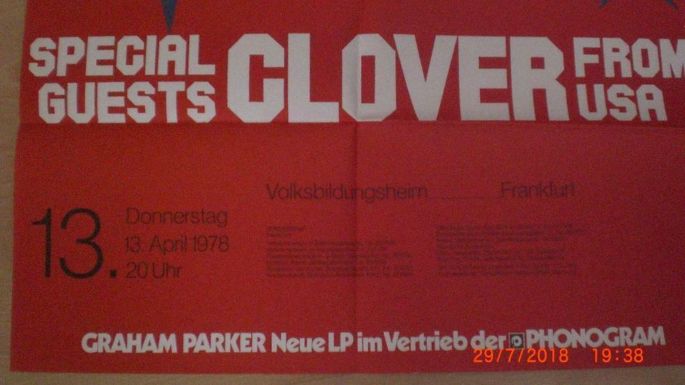 GRAHAM PARKER - LIVE 1978 Konzertplakat Tourposter Plakat in Hemer